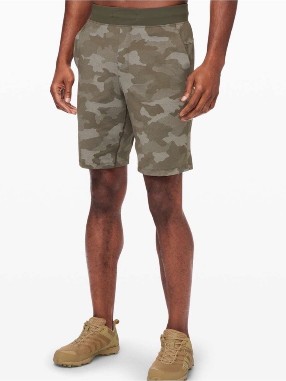 Lululemon T.H.E. Short 9” Linerless Variegated Mesh Camo Max Dark Olive